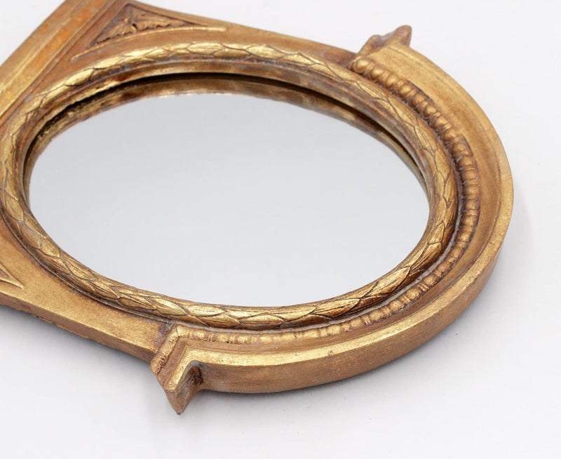 ايوندم مرآة زخرفية بإطار من الراتنج عتيق، مقاس 8.3 × 7.1 بوصة، مرآة جدارية، مرايا معلقة عتيقة، مرايا للطاولة، شكل بيضاوي ذهبي - Image 4