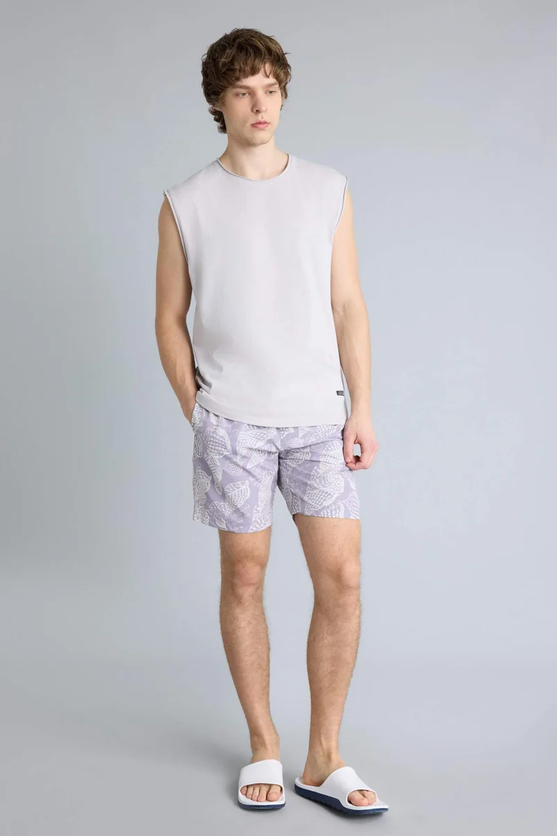 Defacto  Regular Fit Printed Mesh Lined Swim Shorts for Men | Best Price UAE