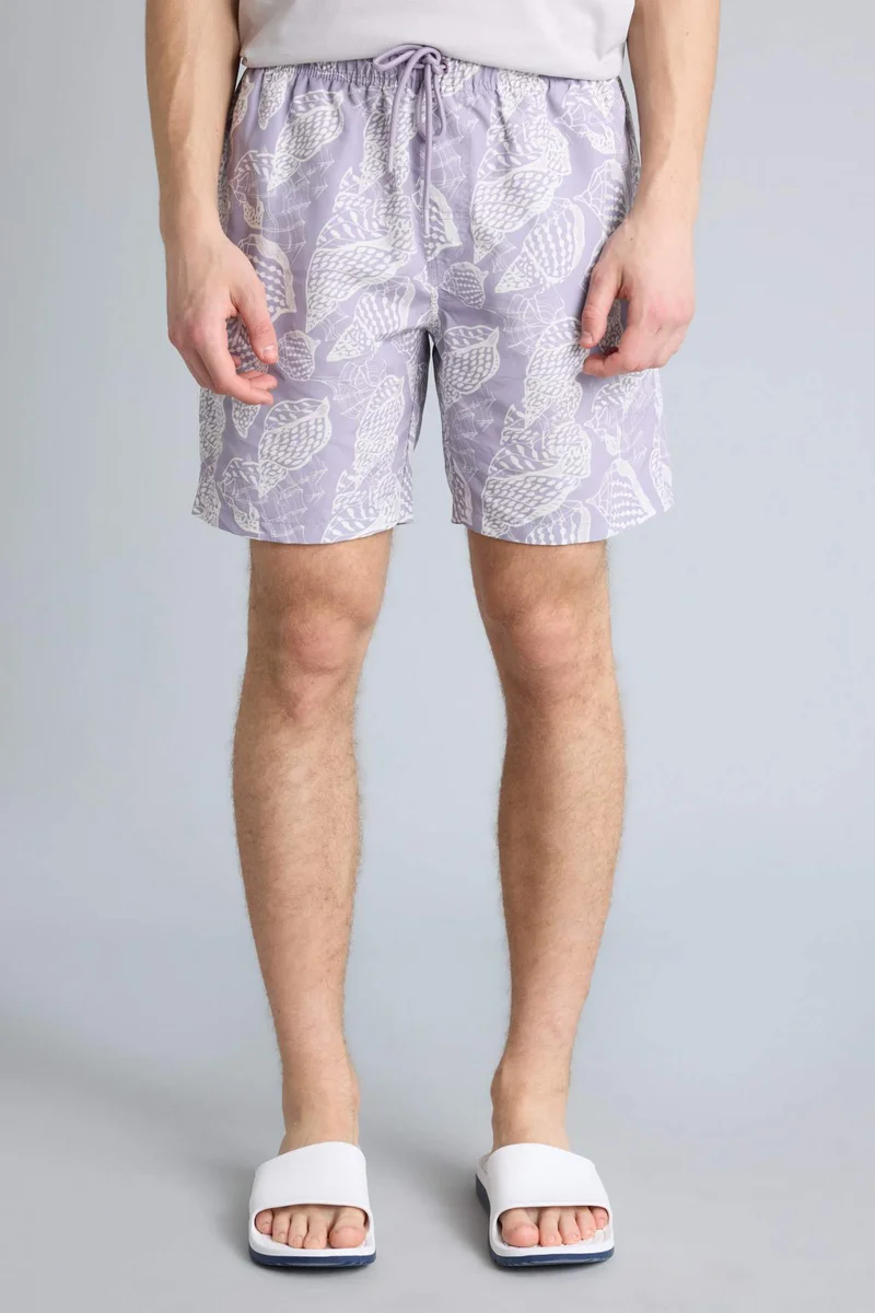 Defacto  Regular Fit Printed Mesh Lined Swim Shorts for Men | Best Price UAE
