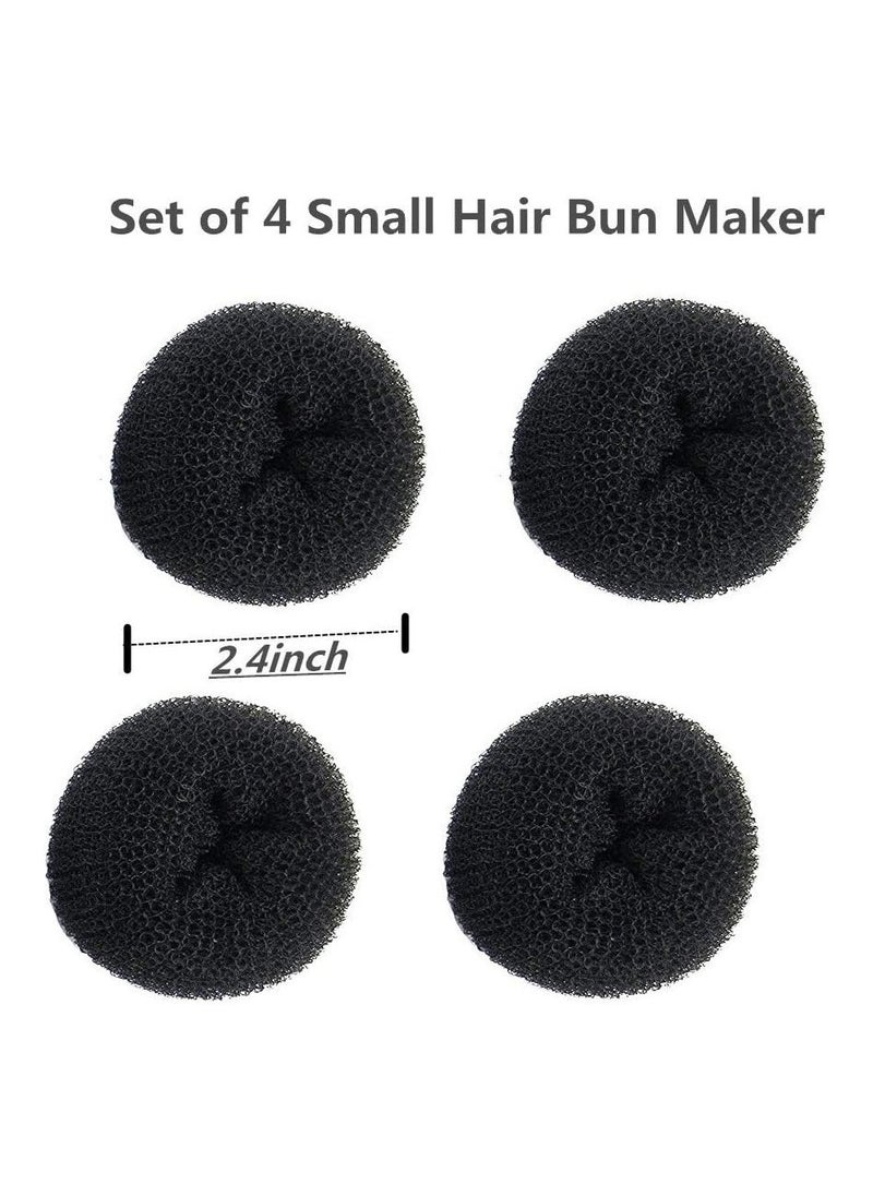 STAR BEJA - Extra Small Hair Bun Maker Hair Donut Sock Bun Form for Kids 4 Pack Black - Image 1