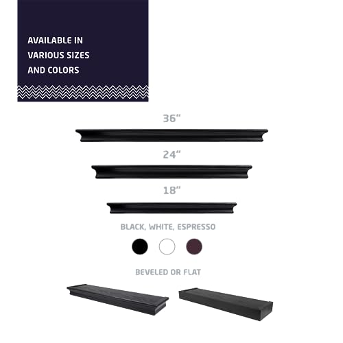 HIGH & MIGHTY 515661 Decorative 24" Floating Shelf Holds up to 20lbs, Easy Tool-Free Dry Wall Installation, Beveled, eCommerce Packaging, Black - Image 5