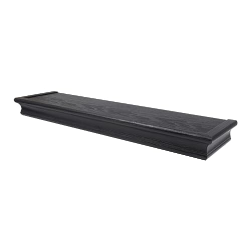 HIGH & MIGHTY 515661 Decorative 24" Floating Shelf Holds up to 20lbs, Easy Tool-Free Dry Wall Installation, Beveled, eCommerce Packaging, Black - Image 1