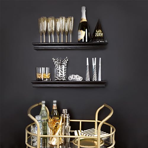HIGH & MIGHTY 515661 Decorative 24" Floating Shelf Holds up to 20lbs, Easy Tool-Free Dry Wall Installation, Beveled, eCommerce Packaging, Black - Image 3