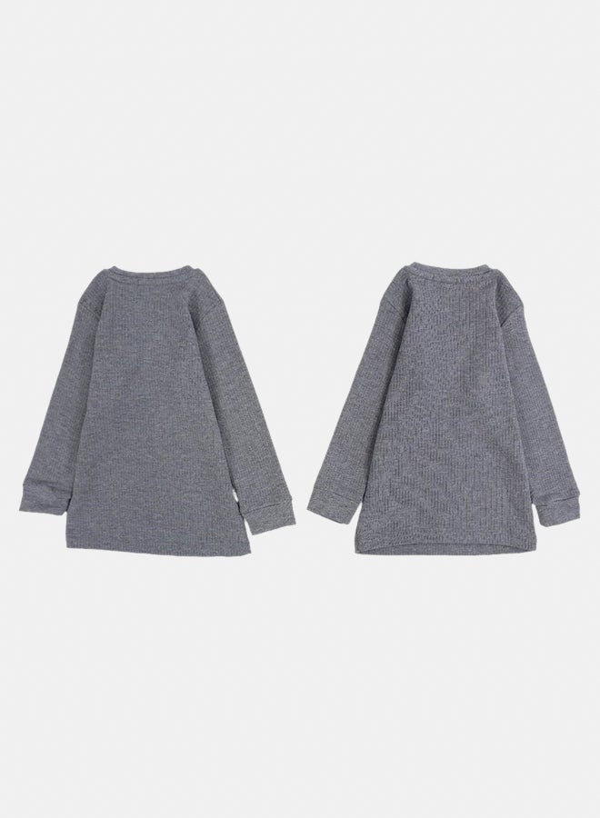 اوركيدز طقم من قطعتين – تيشيرت دفايه بأكمام طويلة للأطفال – رمادي - Image 2