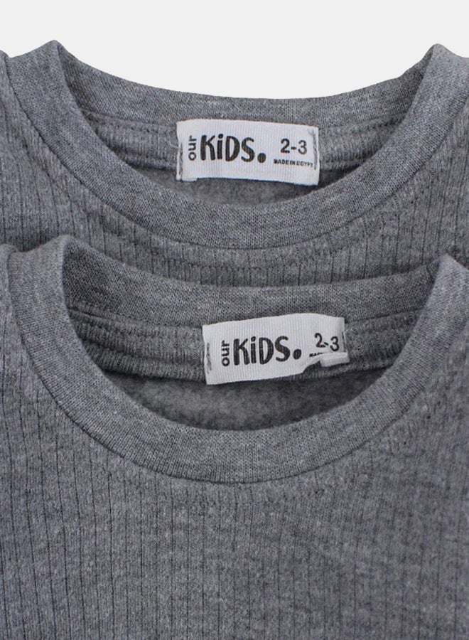 اوركيدز طقم من قطعتين – تيشيرت دفايه بأكمام طويلة للأطفال – رمادي - Image 3