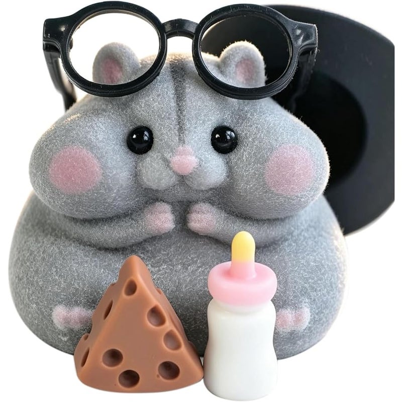 هاند ميد Handmade Taba Squishy Hamster Toy, Cute Squishy Hamster Fidget Toy, Realistic Hamster Toy, Soft Silicone Mochi Furry Toy, Stress Relief Gift for Adults & Kids, Sensory Anxiety Plushie (Gray) - Image 1