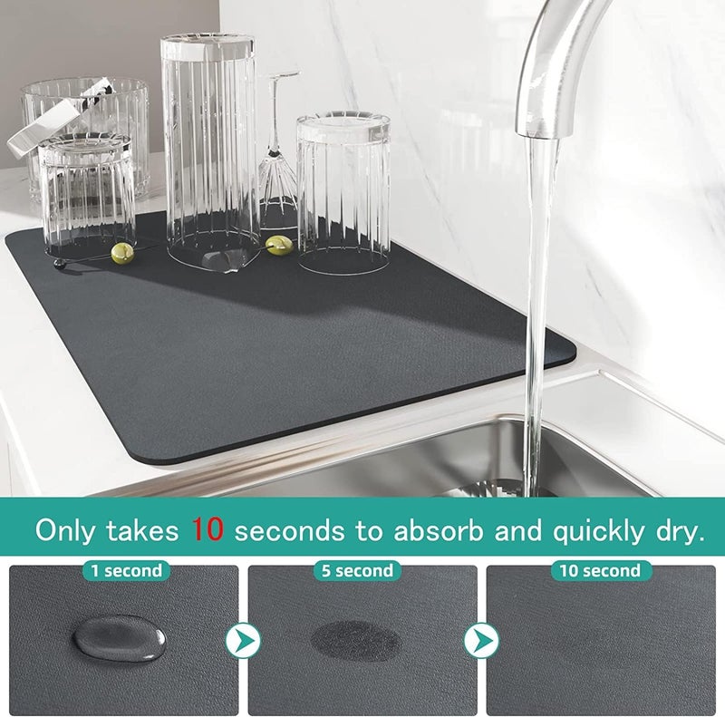 2HEET 2HEET Kitchen Dish Drying MatKitchen Large Size Utensils Quick Drainer MatWater Absorbent MatsKitchen Mat Soaks Up Water for Kitchen Pack of 1 35x50cm - Image 3