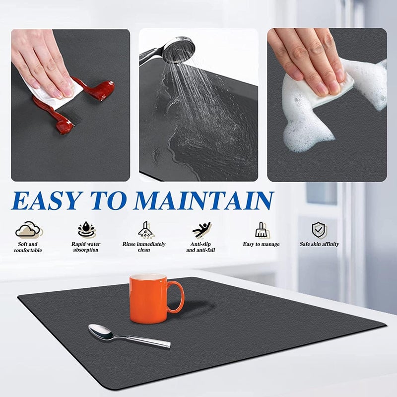 2HEET 2HEET Kitchen Dish Drying MatKitchen Large Size Utensils Quick Drainer MatWater Absorbent MatsKitchen Mat Soaks Up Water for Kitchen Pack of 1 35x50cm - Image 4