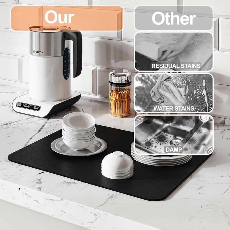 2HEET 2HEET Kitchen Dish Drying MatKitchen Large Size Utensils Quick Drainer MatWater Absorbent MatsKitchen Mat Soaks Up Water for Kitchen Pack of 1 35x50cm - Image 2