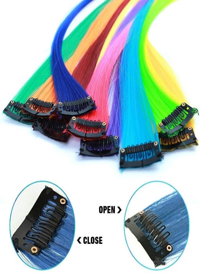 Chanderkash 10pcs Colored Clips Hair Extensions 21'' Straight Hair Extensions Highlights Streak - Image 5