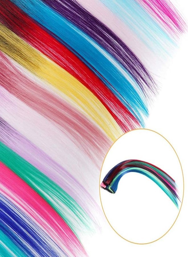 Chanderkash 10pcs Colored Clips Hair Extensions 21'' Straight Hair Extensions Highlights Streak - Image 3