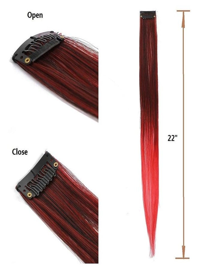 Chanderkash 10pcs Colored Clips Hair Extensions 21'' Straight Hair Extensions Highlights Streak - Image 2
