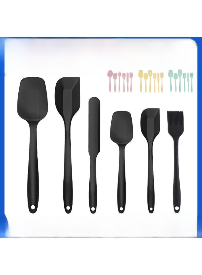 Integrated Silicone Scraper Six-piece Set Suit Cake Scraper Cream Spatula Baking Tools Support Generation-Color:Black-Specifications:Silicone Spatula About 30 Grams (opp Bag Packing) - Image 1