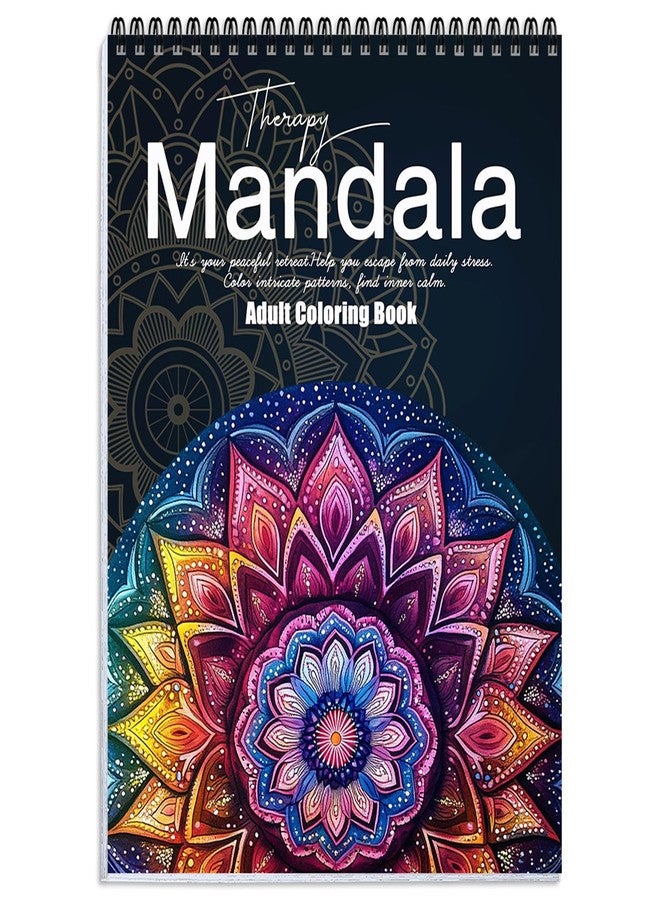 apolyone Mandala Coloring Book for Adults Relaxation, 24 Patterns Adult Coloring Books for Women Stress Relief, Inspirational Gift for Women & Men, Spiral Bound Mindfulness Coloring Book, Single-Sided Print - Image 1