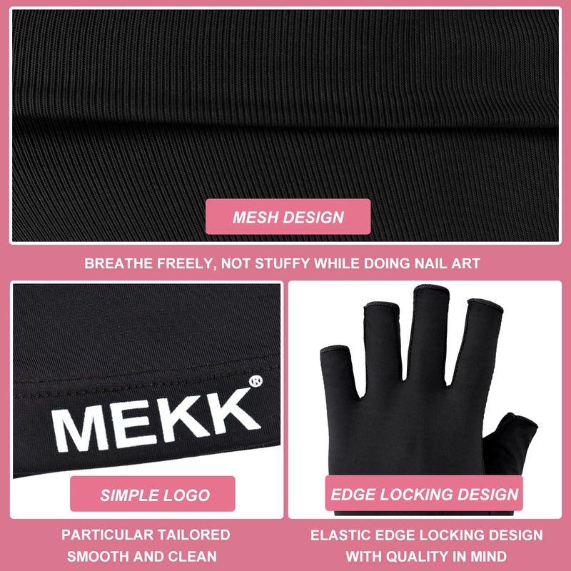 MEKK UV Gloves for Nails, Extra Length UPF99+ UV Protection Gloves for Gel Nails,Professional Manicure Gloves for Skin Care & Nail Art -Black - Image 5