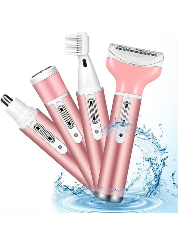 Electric Razors for Women, 4-in-1 Facial Hair Removal, Face Shaver Ebrow Trimmer Pubic Bikini Trimmer Portable Ladies Womens Razors