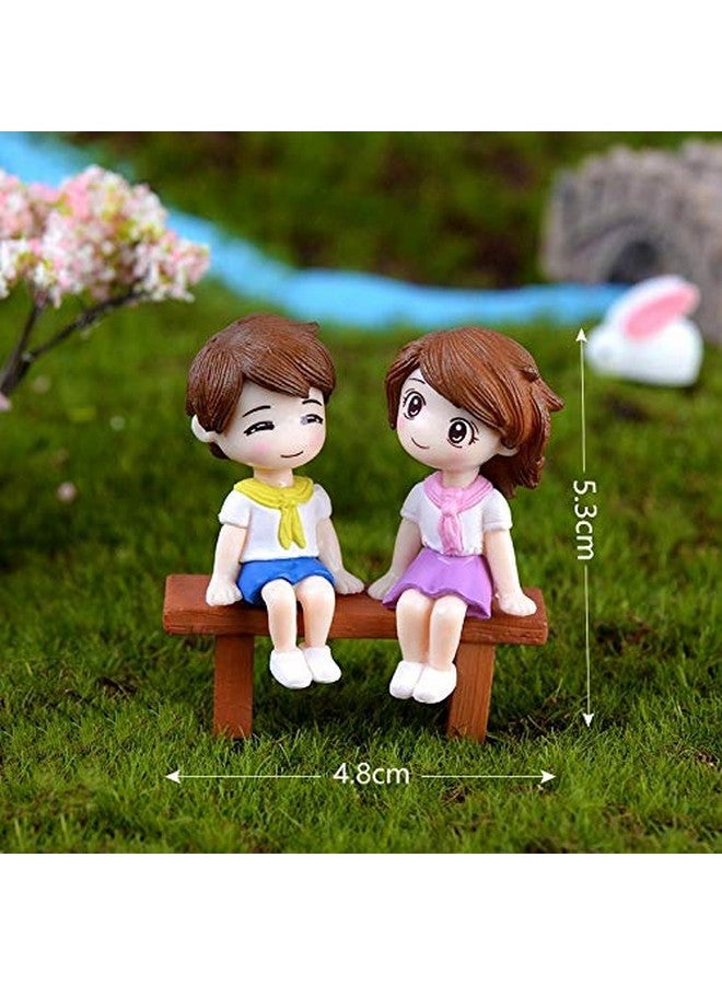 BHOOLU&GOOLU Sweety Lovers - Bench Siting Couple Figurine Miniature - Style - 26 (2pcs/Set) - Image 4