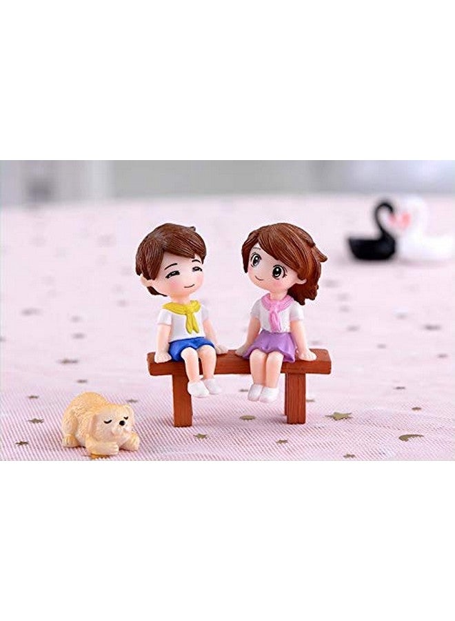 BHOOLU&GOOLU Sweety Lovers - Bench Siting Couple Figurine Miniature - Style - 26 (2pcs/Set) - Image 1