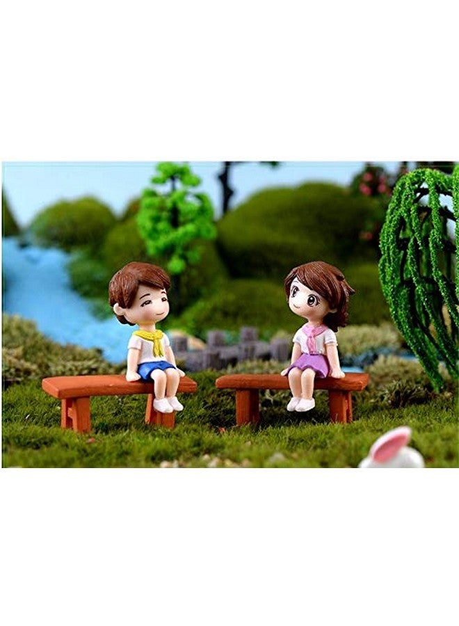 BHOOLU&GOOLU Sweety Lovers - Bench Siting Couple Figurine Miniature - Style - 26 (2pcs/Set) - Image 3