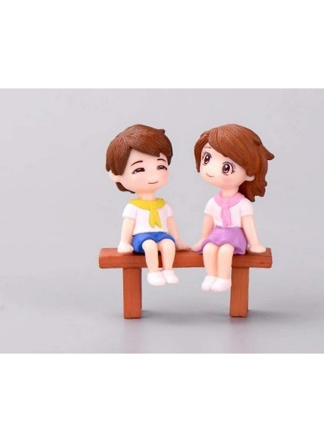 BHOOLU&GOOLU Sweety Lovers - Bench Siting Couple Figurine Miniature - Style - 26 (2pcs/Set) - Image 2