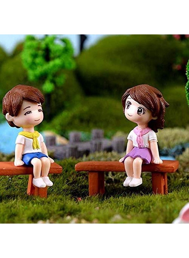 BHOOLU&GOOLU Sweety Lovers - Bench Siting Couple Figurine Miniature - Style - 26 (2pcs/Set) - Image 5