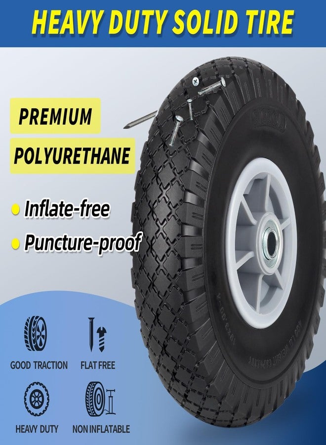 GICOOL 10x3.00-4 Flat Free Tire, 10" Heavy Duty Replacement Tire and Wheel Assemblies, Compatible Cosco Hand Trucks and Trolley Carts, 5/8" Axle Bore Hole, 2.2" Offset Hub, 2-Pack - Image 3