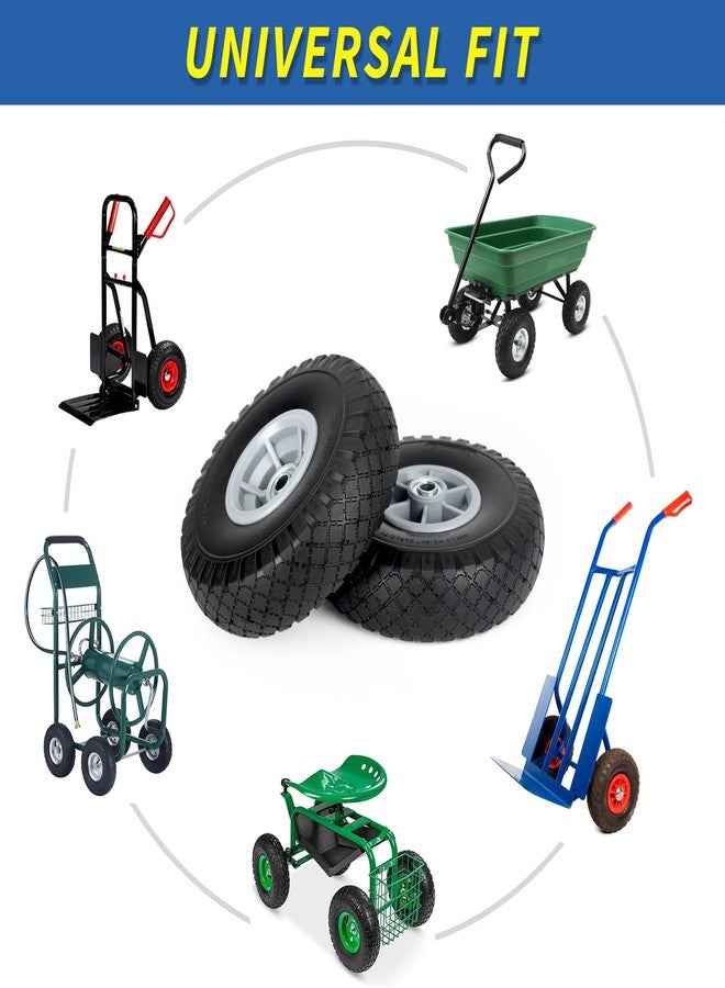 GICOOL 10x3.00-4 Flat Free Tire, 10" Heavy Duty Replacement Tire and Wheel Assemblies, Compatible Cosco Hand Trucks and Trolley Carts, 5/8" Axle Bore Hole, 2.2" Offset Hub, 2-Pack - Image 5