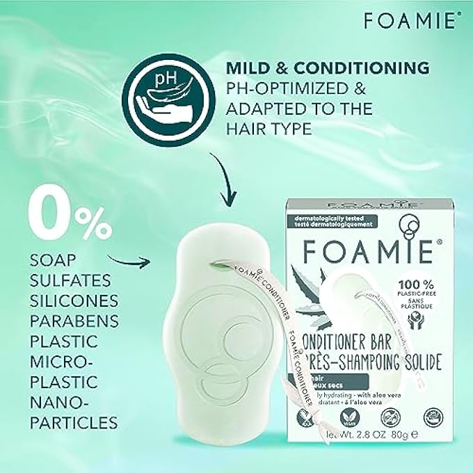 FOAMIE SOLID CONDITIONER FOR DRY HAIR WITH ALOE VERA THAT INTENSIVELY MOISTURISES HAIR, 100% VEGAN, PLASTIC AND SULPHATE-FREE 80G - Image 3