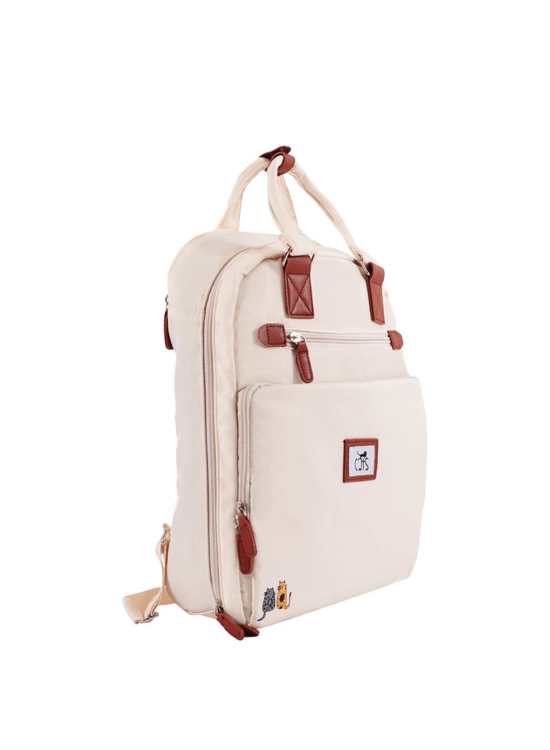 بيج ديزاين حقيبة ظهر بيج ديزاين كاتس مضادة للسرقة ومضادة للماء للكمبيوتر المحمول، لون أبيض - Image 2