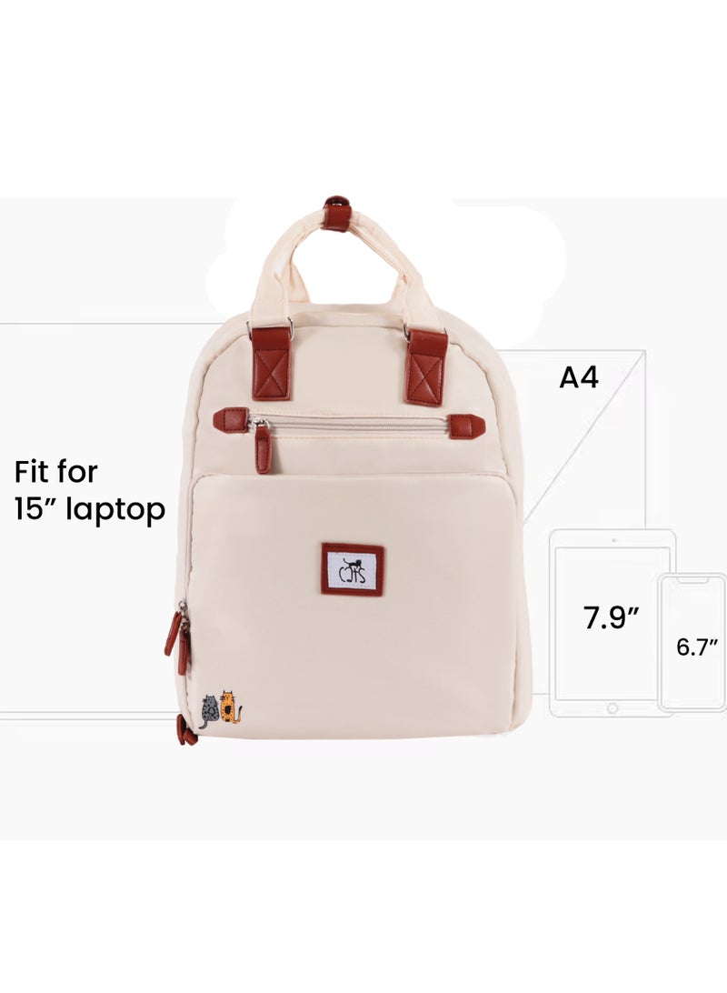 بيج ديزاين حقيبة ظهر بيج ديزاين كاتس مضادة للسرقة ومضادة للماء للكمبيوتر المحمول، لون أبيض - Image 5