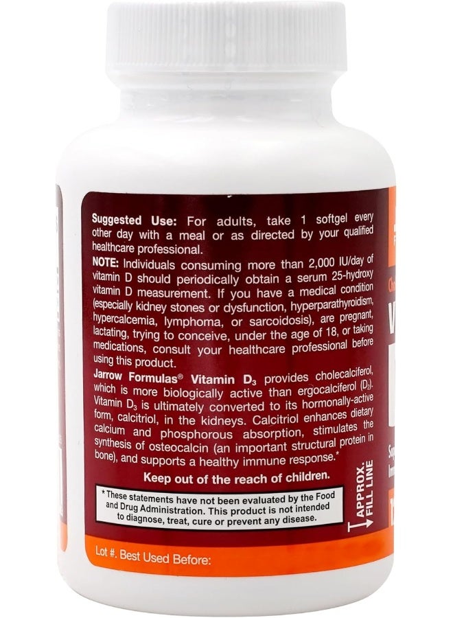 Jarrow Formulas Vitamin D3 5000 IU, 100 Softgels, Pack of 2 - Image 3
