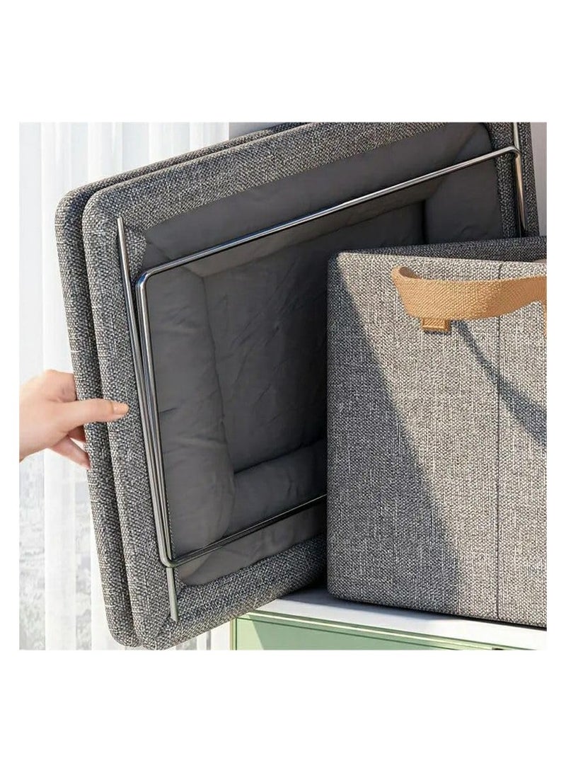 Wardrobe Organizer, Foldable Storage Basket with Heavy Duty Metal Hardware, Drawer Organizers with Durable Washable Handles (1) - Image 5