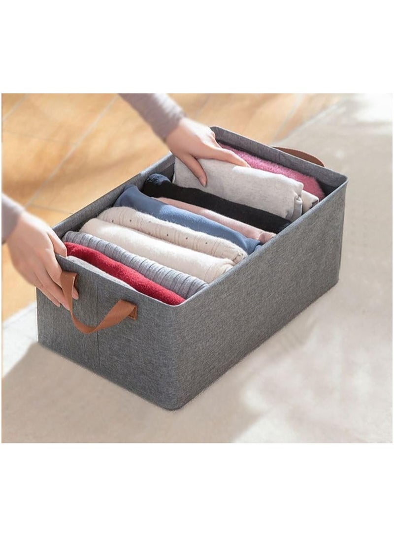 Wardrobe Organizer, Foldable Storage Basket with Heavy Duty Metal Hardware, Drawer Organizers with Durable Washable Handles (1) - Image 1