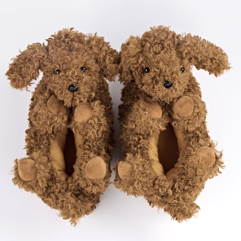 ooohyeah Womenâ€™s Funny Fuzzy Animal Slippers, Cute Doodle Dog Cozy Non-Slip House Slippers for Women, Coco - Image 3