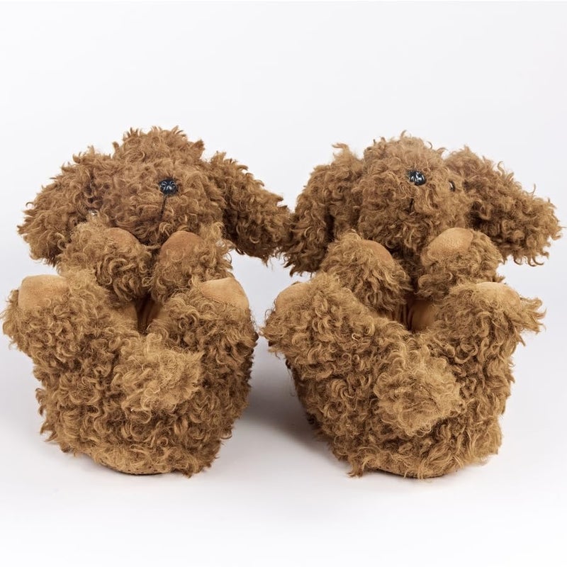 ooohyeah Womenâ€™s Funny Fuzzy Animal Slippers, Cute Doodle Dog Cozy Non-Slip House Slippers for Women, Coco - Image 5