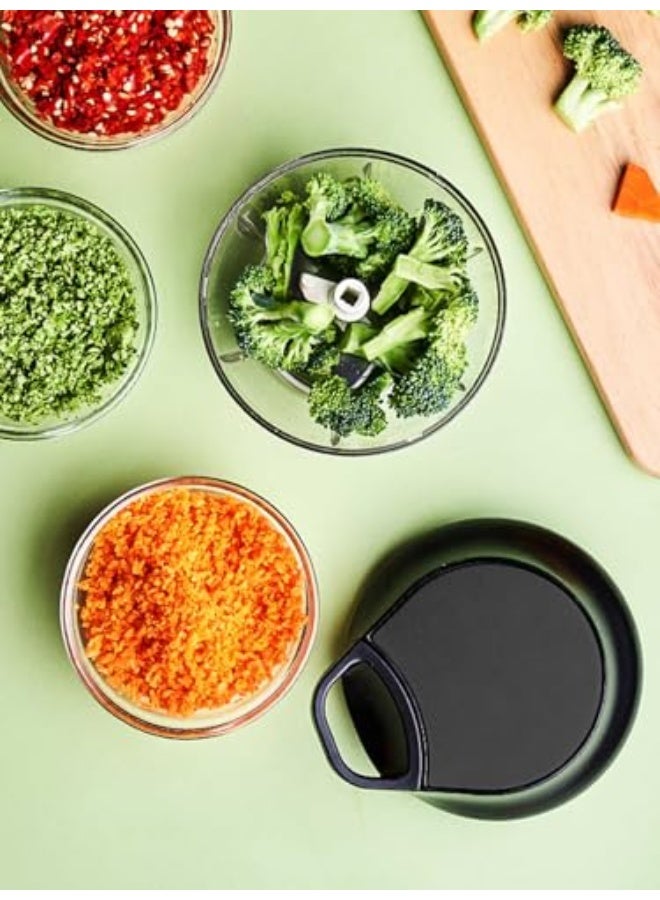 مطحنة الطعام اليدوية، فرامة الخضار المحمولة، سحب الحبل لتقطيع الثوم والبصل بسرعة وسهولة، أداة مطبخ مثالية لتحضير الطعام والطهي بدون جهد، باللون الأسود - Image 4