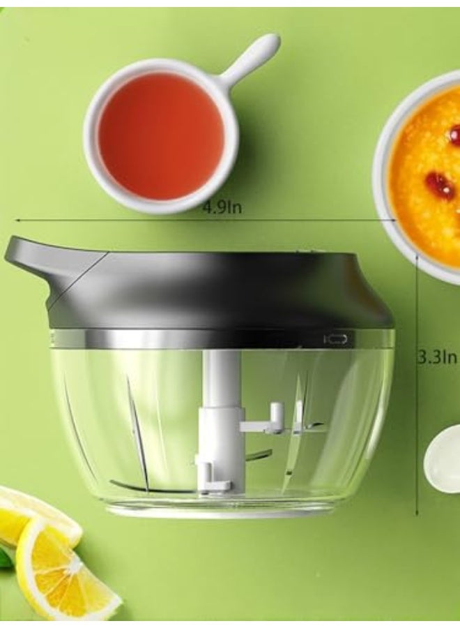 مطحنة الطعام اليدوية، فرامة الخضار المحمولة، سحب الحبل لتقطيع الثوم والبصل بسرعة وسهولة، أداة مطبخ مثالية لتحضير الطعام والطهي بدون جهد، باللون الأسود - Image 3