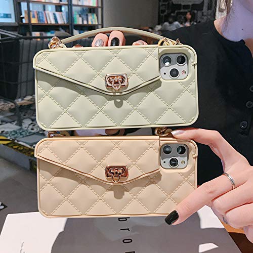 UnnFiko Wallet Case Compatible with iPhone 11, Cute Light Luxury Bag Design, Purse Flip Card Pouch Cover Soft Silicone Case with Handstrap Long Shoulder Strap (Green, iPhone 11) - Image 5