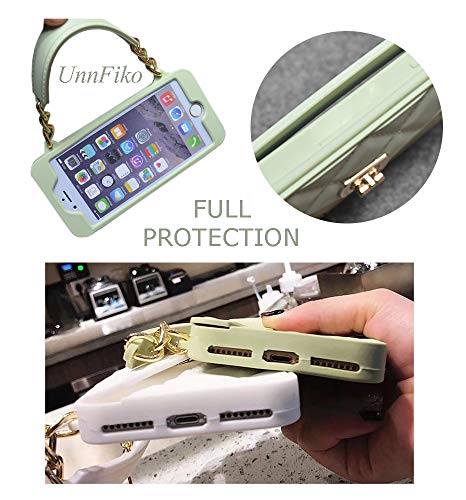 UnnFiko Wallet Case Compatible with iPhone 11, Cute Light Luxury Bag Design, Purse Flip Card Pouch Cover Soft Silicone Case with Handstrap Long Shoulder Strap (Green, iPhone 11) - Image 4