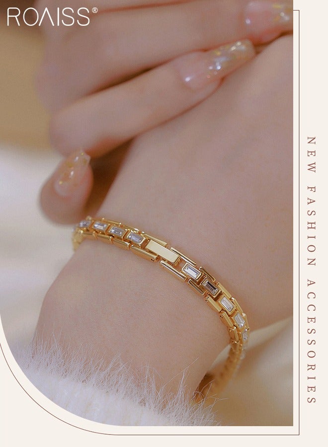 رويس ساعة يد نسائية صغيرة ذهبية عتيقة، شاشة عرض تناظرية، قرص بيضاوي مزين بأحجار الراين، ساعة يد أنيقة فاخرة بإضاءة ساطعة، هدية للسيدات - Image 2