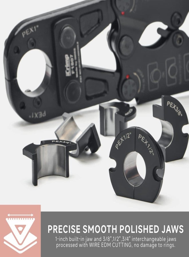 آي ويس مجموعة أدوات ضغط أنابيب Pex من iCrimp لحلقة نحاسية مقاس 3/8 و1/2 و3/4 و1 بوصة مع مقياس مجاني وقاطع أنابيب Pex - تتوافق مع ASTM F1807 ومحمولة - Image 3