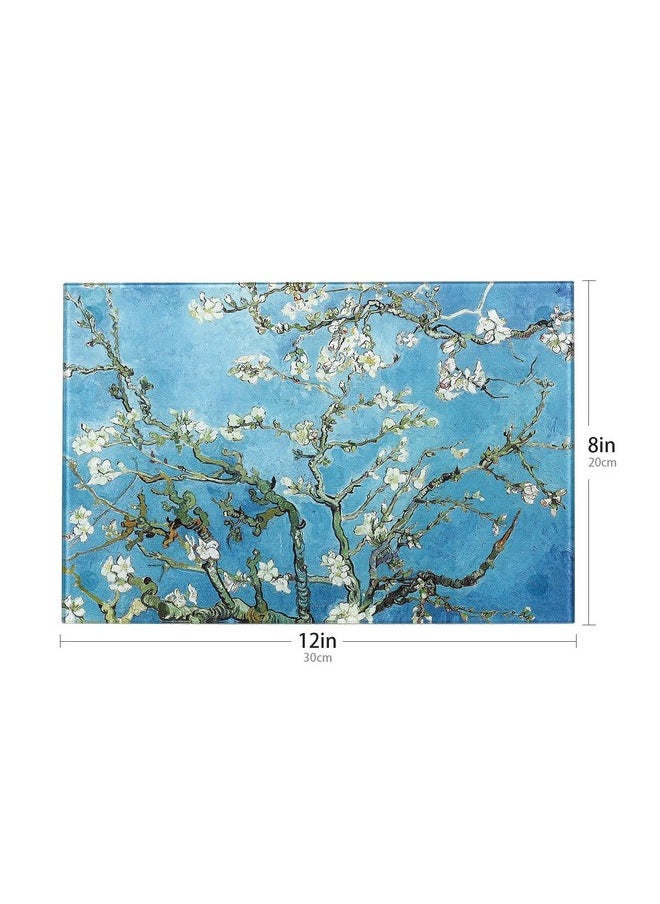 menesia Menesia Tempered Glass Cutting Board for Kitchen, Van Gogh Design Green Flower, Small Heat Resistant Cutting Boards, Dishwasher Safe Chopping Board(Small 8x12inch)  - Image 3