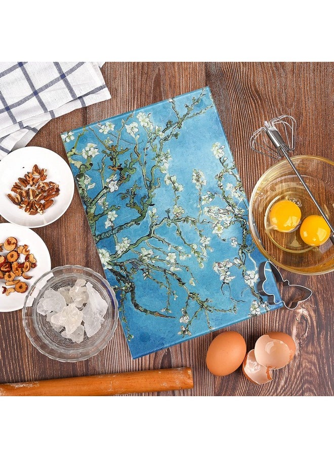 menesia Menesia Tempered Glass Cutting Board for Kitchen, Van Gogh Design Green Flower, Small Heat Resistant Cutting Boards, Dishwasher Safe Chopping Board(Small 8x12inch)  - Image 2