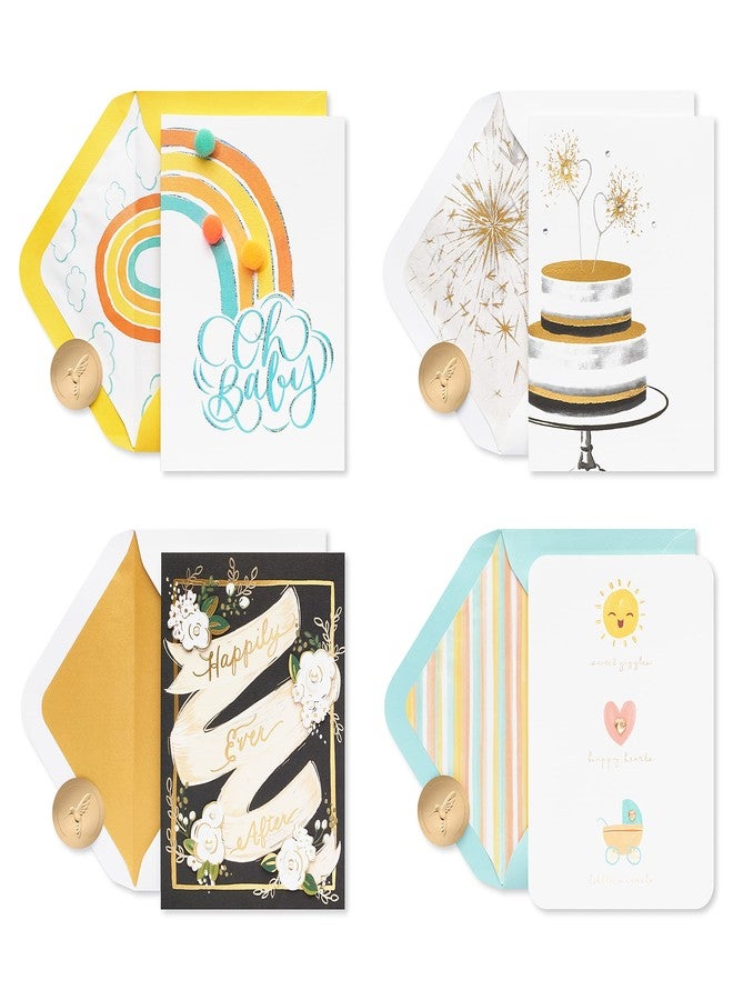 Papyrus Deluxe Boxed Wedding and New Baby Card Assortment, Happy Ever After and Bundle of Joy (4-Count - Image 1