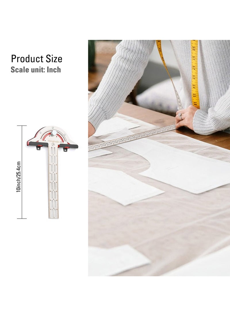 Hanghaijia Metal Woodworking Edge Ruler, T-Shaped Adjustable Caliper Protractor Measuring Scribing Tool  - Image 3