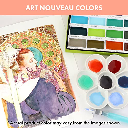 Kuretake GANSAI TAMBI Watercolor Paint Set 24 Colors II - Art nouveau, Professional-quality art supplies for artists adult painting aketching, Non-Toxic, Made in Japan - Image 4