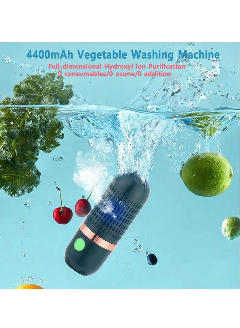 AROAQ Wireless Food Cleaning Machine, Portable Ultrasonic Fruit Vegetable Washing Machine, Rechargeable IPX7 Waterproof Food Sterilization Device Suitable For Outdoor Picnic, (4400mah, White) - Image 2