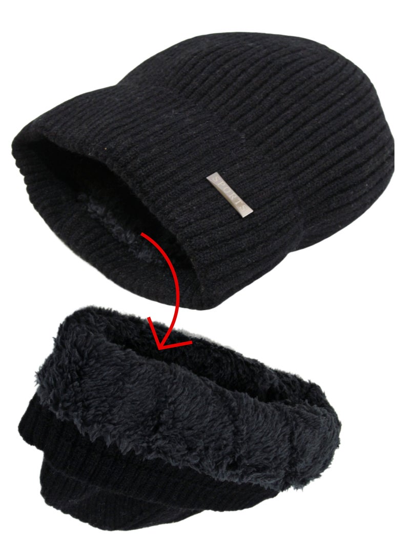 Winter  Head men Downy ice cap beanie baded with fur, For cold weather