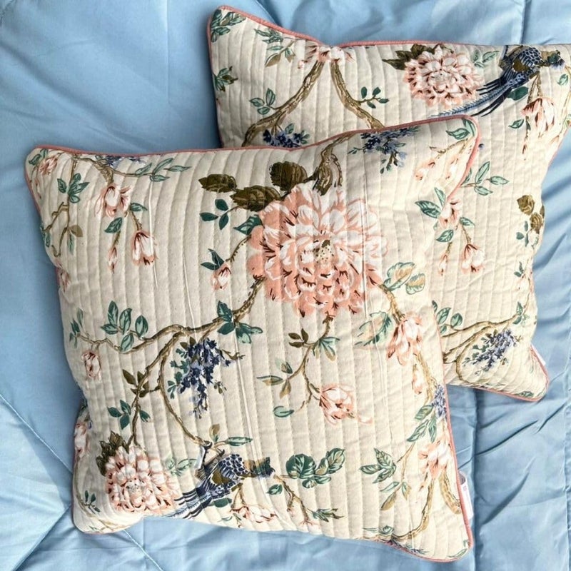 Jaipur Weaves Jaipur Weaves Cushion Cover 16 Inch X 16 Inch Set Of 2 Pure Cotton180 TC Bird Themed Decorative Soft Floral Cushions For SofaBedChair Gift For Home Decor Garden Cream 2  - Image 3
