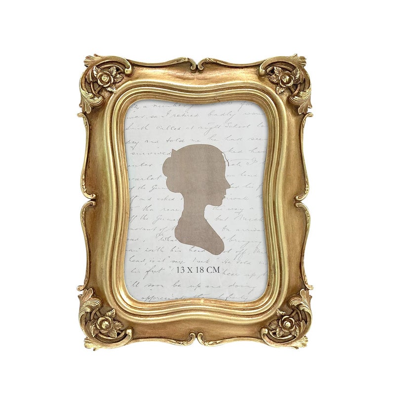 Sunlit Vintage Picture Frame 5x7 Inch Luxury Antique Photo Frames with Glass Front Photo Display Tabletop Wall Hanging Gold
